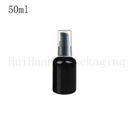 Récipients en plastique vides de pompe à crème noire de 50ml, petite bouteille de lotion cosmétique, emballage cosmétique, pot de voyage 100 pièces