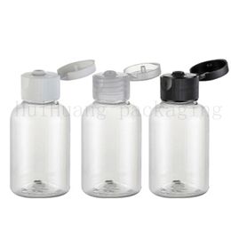 100 Uds 50ml tapa abatible transparente vacía pequeña botella de plástico para viajar, juego de viaje de contenedor de cosméticos transparente de 50cc