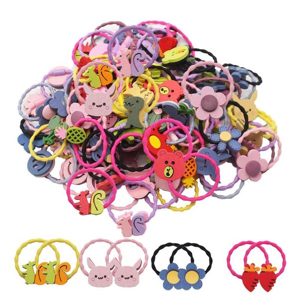 100 uds/50 pares de colores mixtos, lazos para niñas pequeñas, bandas elásticas de goma suave, coleta, coleta, lazos, accesorios para el cabello