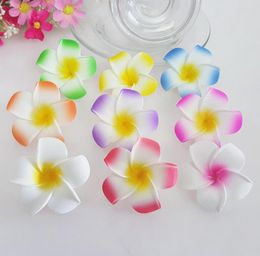 100 stcs 5 cm 6 cm 8colors Hawaiian 5Colors Real Touch Artificial Plumeria Flower Diy Hair Accessoire Pe Frangipani Wedding Party Decor4190047