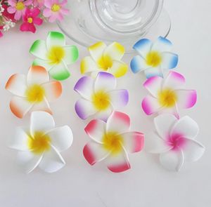 100 stcs 5 cm 6 cm 8colors Hawaiian 5Colors Real Touch Artificial Plumeria Flower Diy Hair Accessoire Pe Frangipani Wedding Party Decor4190047