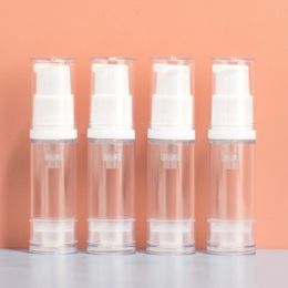 100 stcs 5 ml 10 ml 15 ml Lege Airless Bottle Lotion Cream Pomp Plastic container Vaccum Spray Cosmetische flessen Dispenser voor reislotioncontainers