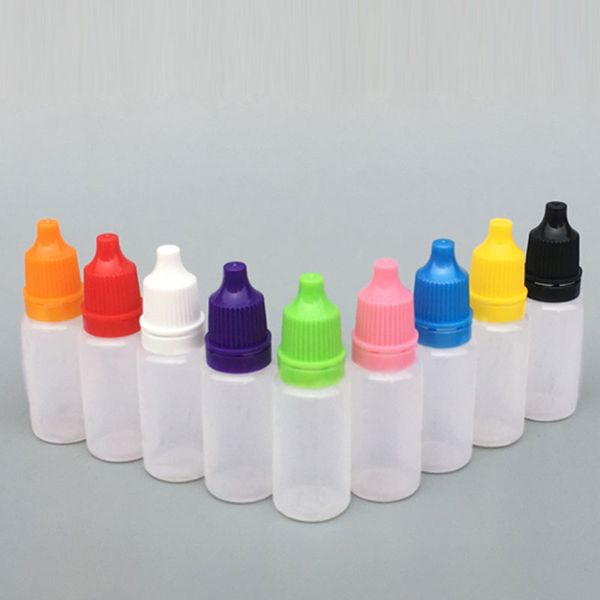 100 Uds 5ml 10ml botella cuentagotas exprimible de plástico vacía muestra de líquido para ojos gotas para ojos botellas rellenables