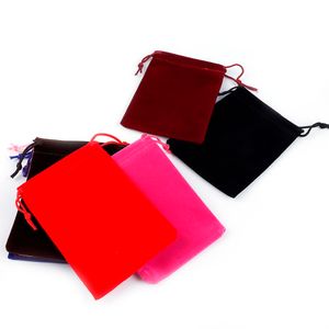 100 pièces 5x7cm velours coloré cordon velours pochettes bijoux emballage sacs mariage fête cadeau sacs bijoux pochettes