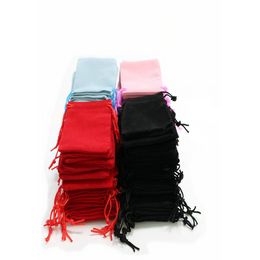 100pcs 5x7cm Velvet DrawString Pouch BagJewelry Sac-cadeaux Christmaswedding Black Red Pink Blue 8 Color GC1734016818