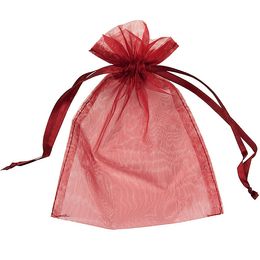 Sacs d'emballage en Organza rose 6 5x9 pouces, 100 pièces, pochettes à bijoux, cadeaux de mariage, fête de noël, sac cadeau à cordon 17x23 cm293M