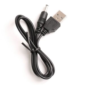 Câbles de chargement de chargeur USB noirs de 60CM/2 pieds vers prise/Jack DC 3.5mm, câble d'alimentation DC3.5
