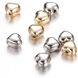 100 stcs 6 mm liefde hart goud kleur zilveren kleur losse spacer ccb vergulde plastic acryl kralen sieraden maken het vinden van charme kralen