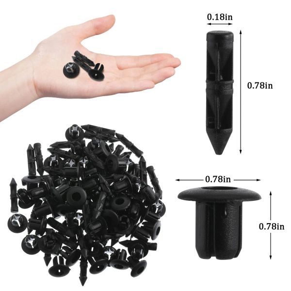 100pcs 6 mm rivets en plastique fixer des fixations à vis de la voiture à vis de carreaux noirs rivets de voiture