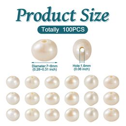 100pcs 7-8 mm natural baroque keshi perles perles pépites