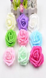 100 pièces 7 cm fleur artificielle haute qualité mousse Rose à la main fleur décoration de mariage bricolage presse-papiers Puff3103225