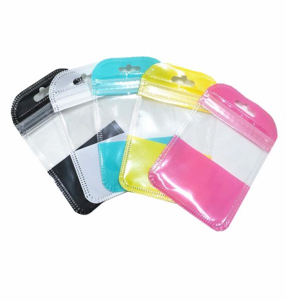 100 piezas 7x11 cm bolsa de embalaje de plástico colorido con cremallera con orificio para colgar manualidades autoselladas bolsa de almacenamiento con cremallera para disco duro paquete electrónico i4489504