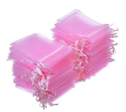 100 stuks 7x9 9x12 10x15 13x18CM roze organza geschenkverpakkingszakken sieradenverpakking bruiloft decoratie uittekenbare geschenkzakjes 552331588