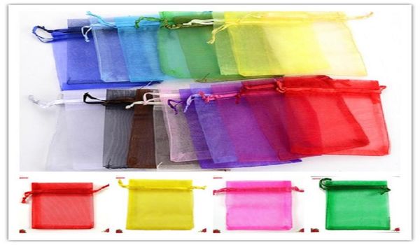 100pcs 7x9 cm Organza Sacs bijoux transparents Sacs de bijouterie emballages Drawable Organza Sacs de mariage Sacs Sachet Organza 5ZSH3121744244