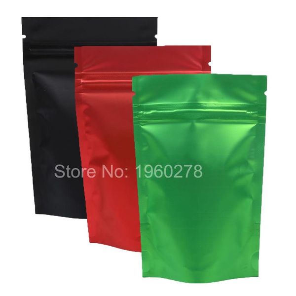 100pcs 8 5x13cm 3 3x5 1 Recyclable Vert Rouge Noir Translucide Ziplock Sacs De Stockage Métallique Mylar Zip Lock Stand Up Bag315N