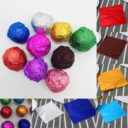 100 pièces 8x8CM bricolage alimentaire feuilles d'aluminium papier emballage pour chocolat bonbons fête anniversaire cadeau décoration