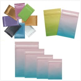 100 Uds. Bolsa sellada de color bolsa de aluminio duradera con cremallera bolsas de plástico ecológicas para almacenamiento de alimentos a largo plazo dos lados de color