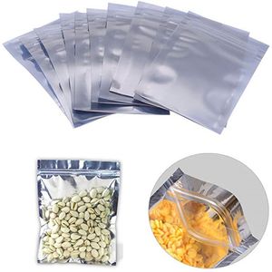 100 stks Veel aluminium folie Rechtsbare rits tas plastic voedsel opbergtassen geur proof pouch pakket