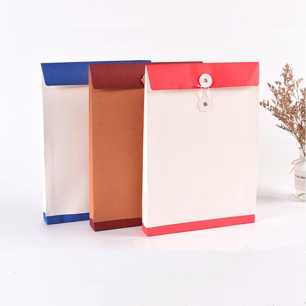 100 pièces A4 brun papier Kraft porte-fichiers enveloppe sacs Document stockage organisateur enveloppes avec chaîne école bureau dossier sac