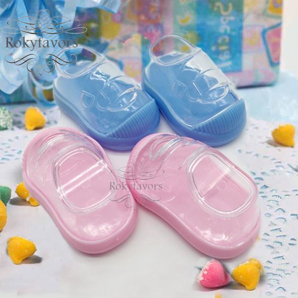 100 Uds. Botines de acrílico para bebé, caja de dulces para Baby Shower, recuerdo de fiesta de bautismo, decoraciones de mesa de recepción, soporte para zapatos de bebé, suministros para fiestas infantiles