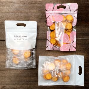 100 pièces Adorable Cookie Nougat emballage étanchéité Snack bonbons sacs réutilisable Biscuit fermeture éclair scellé sac de stockage frais