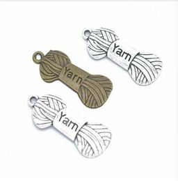 100 stks Alloy Antique Silver Bronze Yarn Skein Gebreide Charms Hanger voor Ketting Sieraden Maken Bevindingen 31x12mm