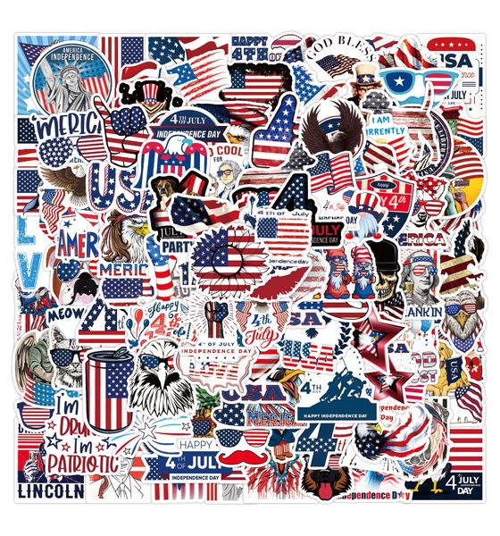 100pcs American Independence Day Autocollants Skate Accessoires pour skateboard ordinateur portable bagages Snowborad Bicycle de moto