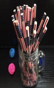 100 pcs American USA vlag papieren foodgrade drinkstro rietjes servies accessoires decor voor indenpendence dag 4 juli Party Decor5748864