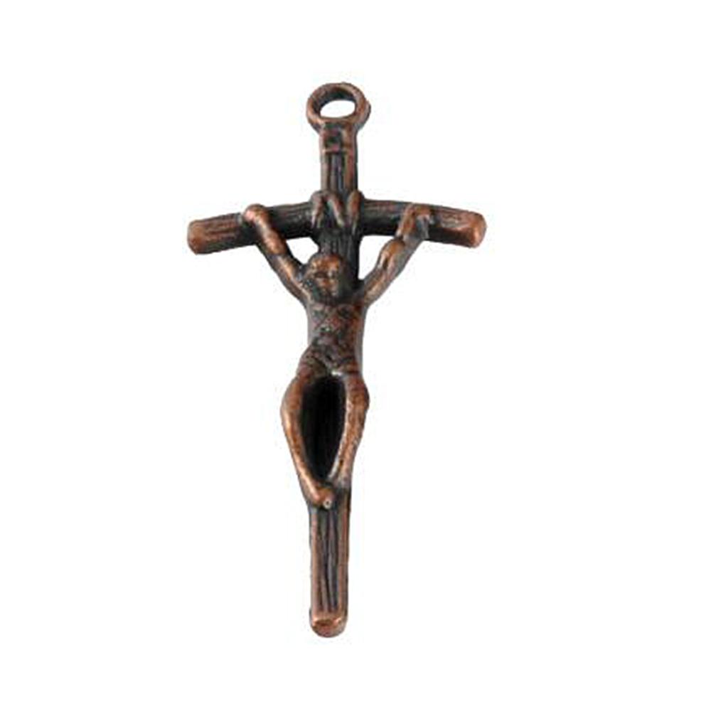 100st Forntida koppar Jesus Kristus Crucifix Cross Religiösa Charm Pendants För Smycken Gör Armband Halsband DIY Tillbehör