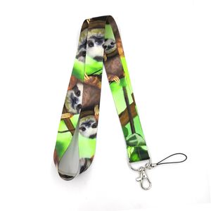 100 stks Animal Sloth Funny Cute Gift Vrouwen Hals Lanyard Sleutelhanger Mobiele Telefoon Strap ID Badge Houder Touw Keychain Sleutelhanger Cosplay