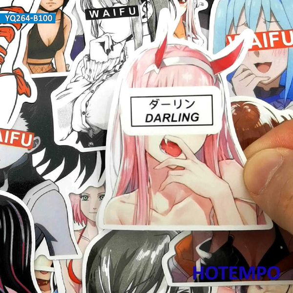 100 Uds Anime Sexy belleza Bikini chica conejito Manga WAIFU teléfono portátil motocicleta coche pegatinas para Otaku bienestar pegatina para monopatín Coche