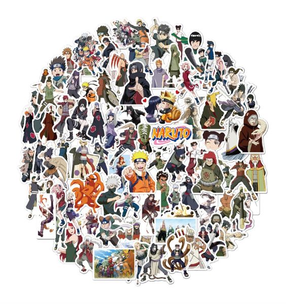 100 pièces autocollants Anime sasigi cool dessin animé ninja imperméable vinyle décalcomanies pour ordinateur portable bouteilles d'eau 9641476