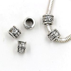 100 pièces Antique argent 5 5mm trou en alliage de zinc Tube perle entretoises charme pour la fabrication de bijoux Bracelet collier bricolage accessoires 231d
