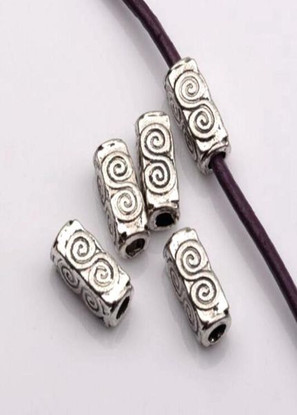 100pcs Antique Silver Alloy Swirl Rectangle Tube Spacers Perles 45mmx105mmx45mm pour les bijoux Bracelet Collier DIY ACCESO9673805