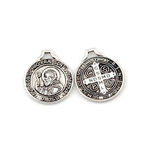 Benoît Da Norcia Médaille Croix Patron Charme Pendentifs Pour La Fabrication De Bijoux, Boucles D'oreilles, Collier Et Bracelet 18X21mm Argent Antique 100Pcs A-241