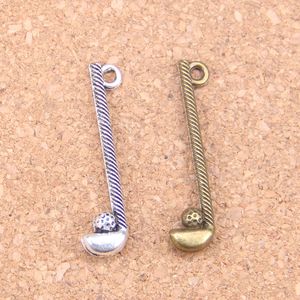 100 stks Antiek Zilver Brons Geplateerd Golf Club Bal Charms Hanger DIY Ketting Armband Bangle Bevindingen 32 * 8mm