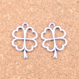100 stks Antiek Zilver Brons Plated Lucky Four Leaf Clover Irish Charms Hanger DIY Ketting Armband Bangle Findings 24 * 17mm