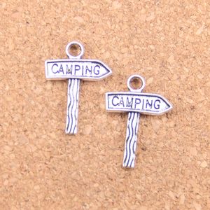 100 stks Antiek Zilver Brons Plated SignPost Camping Charms Hanger DIY Ketting Armband Bangle Bevindingen 22 * ​​18mm