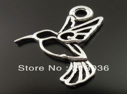 100pcs Antique Silver Hummingbird Bird Fly Charms Pendentids for Bijoux Making Finds Bracelets Europe