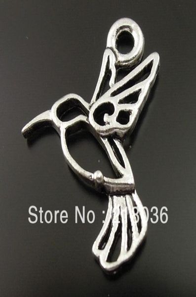 100pcs antiguos colibrios de colibrí de plateado colgantes de moscas para joyas para hacer hallazgos de pulseras europeas accesorios de artesanías hechas a mano1523341