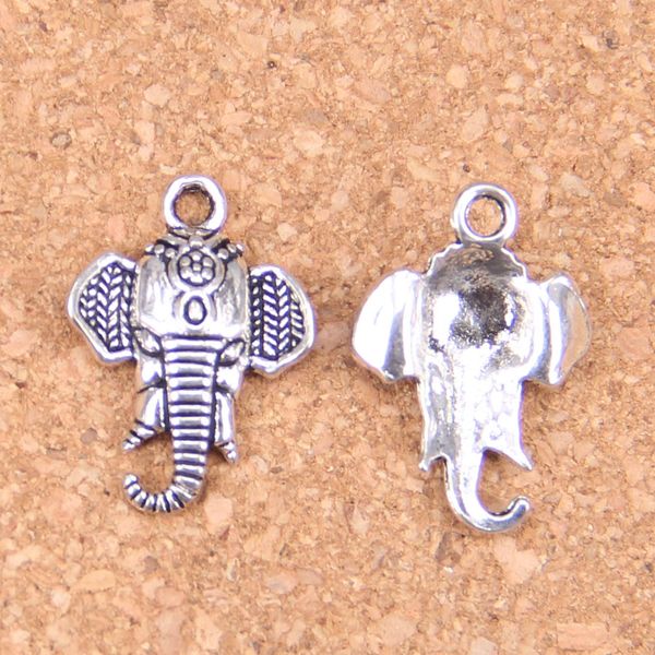 100 Uds. Encantos de cabeza de elefante Chapado en plata antigua, colgante DIY, collar, pulsera, brazalete, hallazgos 22*16mm