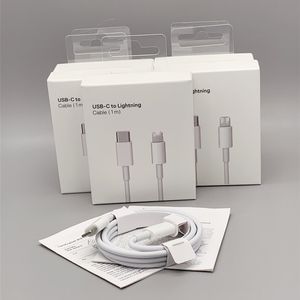 100 pièces pour câbles Apple/USB-C à 8 broches 1 m/3 pieds chargeur USB de données câble PD rapide pour iPhone 12 Mini 12 Pro Max 11 Pro Type c C94 charge avec boîte