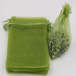 100 pièces armée vert Organza bijoux cadeau pochette sacs pour faveurs de mariage perles bijoux 7x9 cm 9X11 cm 13x18 cm Etc 365311O