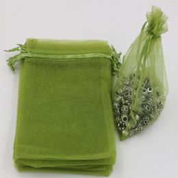 100 pièces armée vert Organza bijoux cadeau pochette sacs pour faveurs de mariage perles bijoux 7x9 cm 9X11 cm 13x18 cm Etc 365288c