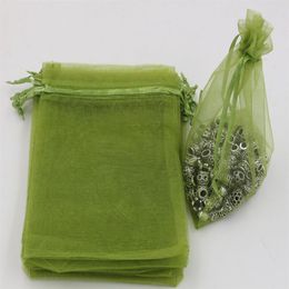 100 pièces armée vert Organza bijoux cadeau pochette sacs pour faveurs de mariage perles bijoux 7x9 cm 9X11 cm 13x18 cm Etc 365238S