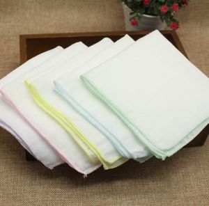 100 Uds. Pañuelo en blanco de gasa de doble capa de algodón para bebé tamaño de mezcla de colores 23*23CM