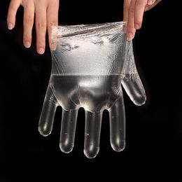 100 stks/zak PE Polyethyleen Wegwerp Transparante Handschoenen Food Grade Plastic Handschoenen Catering Beauty Verdikte Wegwerphandschoenen CHYL0061