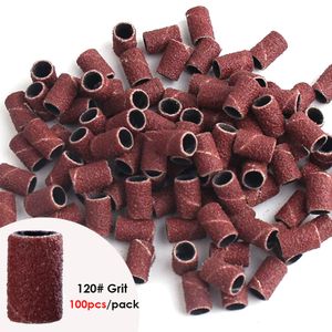 100 pièces/sac bandes de capuchon de ponçage pour Machine de manucure électrique 180/120/80 grain perceuse à ongles fichiers de meulage ensemble d'outils de pédicure gratuit DHL