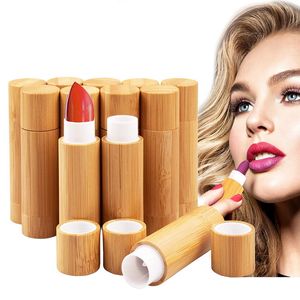 100 Uds. Tubos de lápiz labial vacíos de bambú botellas 5,5g rellenables DIY bálsamo labial envases de tubo cosmético brillo de labios desodorante estuche protector