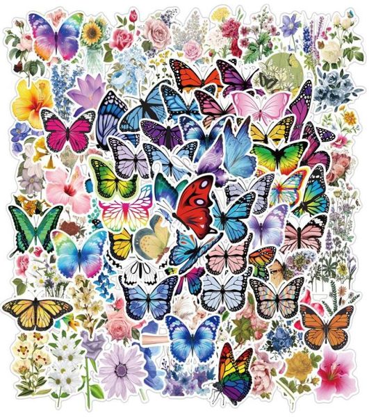 100 pièces beaux autocollants fleurs papillon mignon VSCO autocollants pour planche à roulettes ordinateur portable bagages vélo décalcomanies enfants jouets cadeaux 8437709
